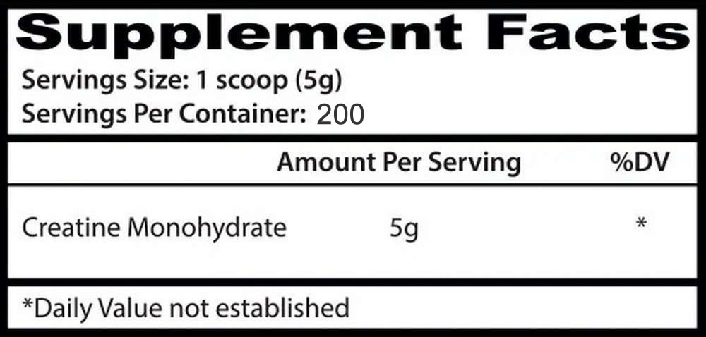 Creatina Insane Labz Información Nutricional