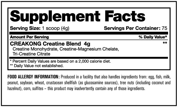 Creatina Mutant Creakong Información Nutricional