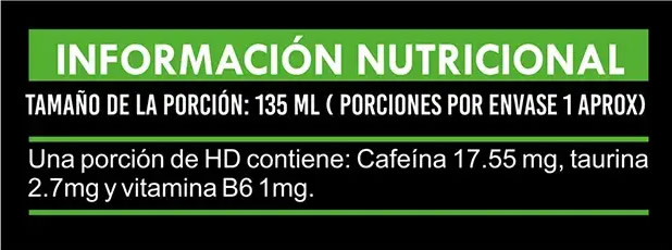 HD ADN Información Nutricional