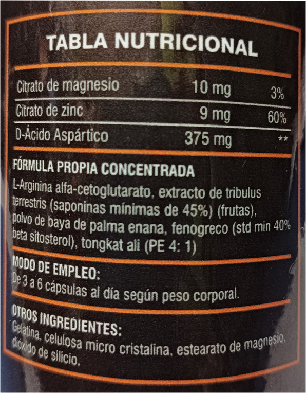 HGH AdLabs Información Nutricional