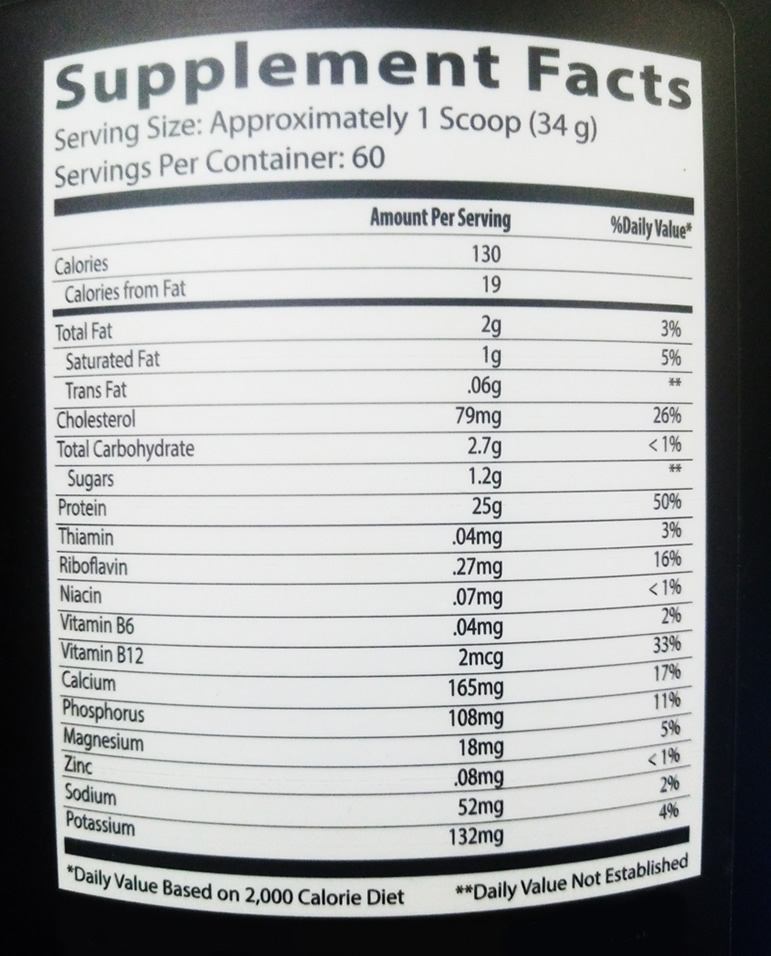 Insane Whey Información Nutricional