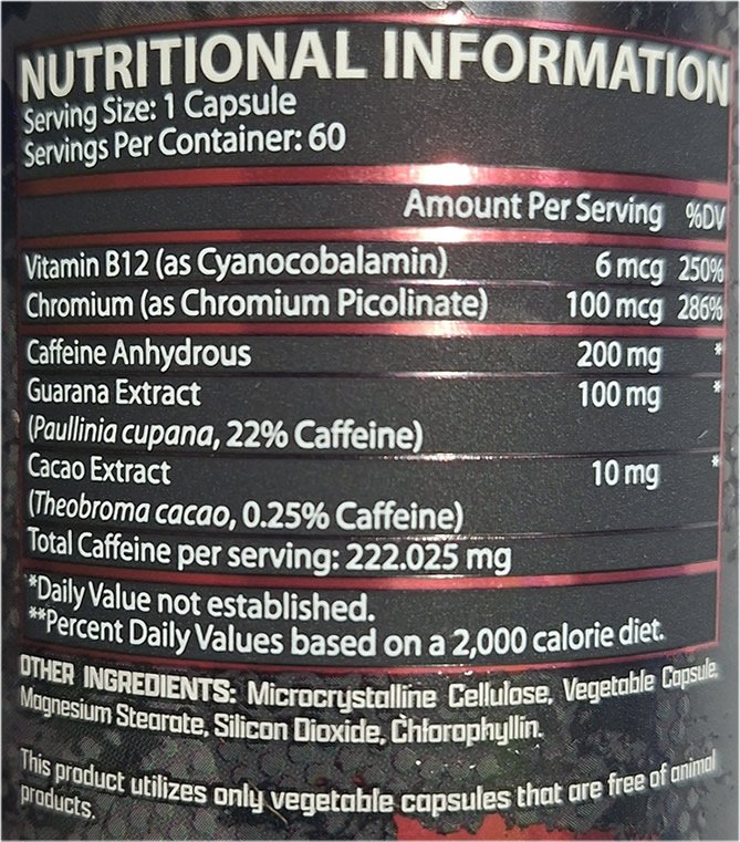 Lipo 6 Black Rojo Nutrex Información Nutricional