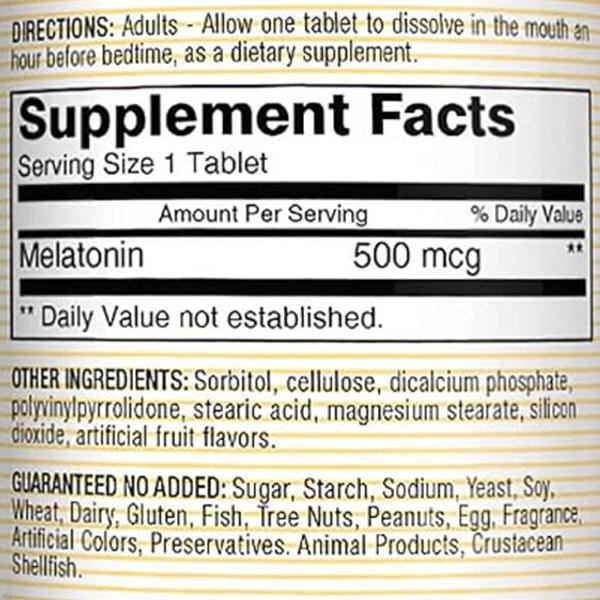 Melatonina Mason Información Nutricional