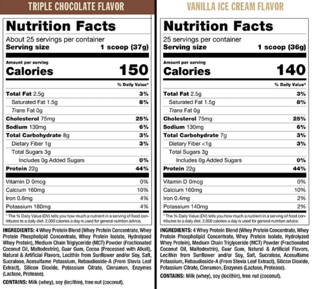 Mutant Whey Información Nutricional