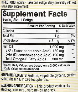 Fish Oil Omega 3 Mason Información Nutricional