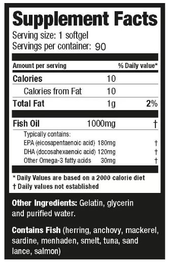 Fish Oil Omega 3 Ultimate Información Nutricional
