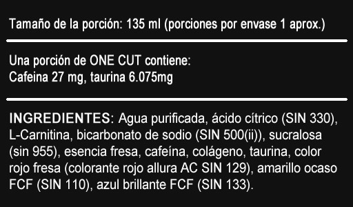One Cut INN Información Nutricional