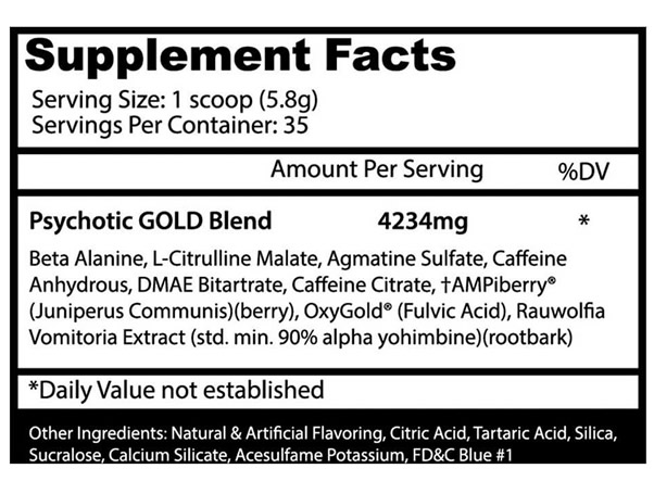Psychotic Gold Información Nutricional