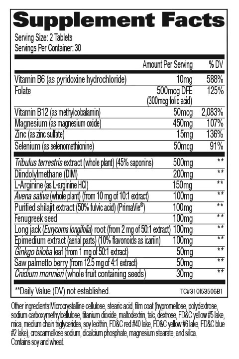Testrol Gold GAT Información Nutricional